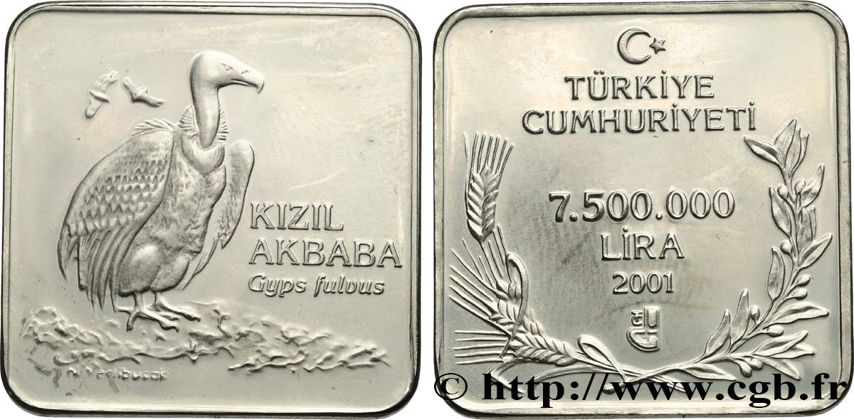 TURQUIE 7.500.000 Lira Proof Kizil Akbaba 2001 Istanbul SPL 