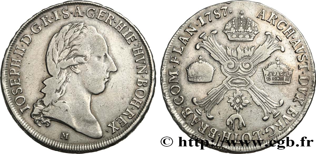 ITALY - LOMBARDY 1/2 Kronenthaler Joseph II 1787 Milan XF 