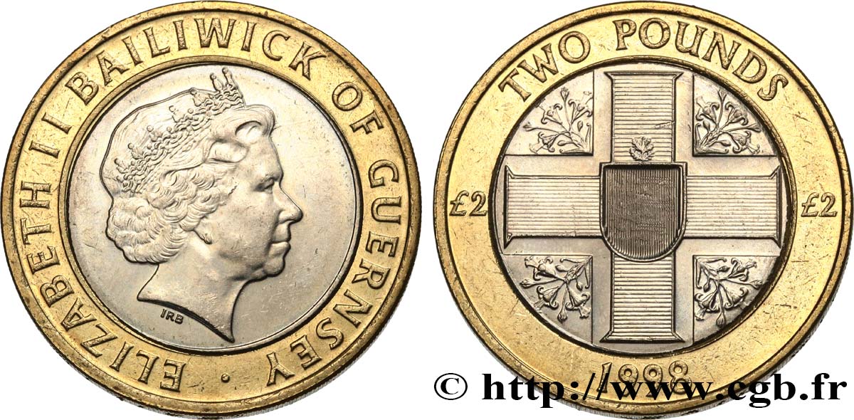 GUERNESEY 2 Pounds (Livres) Elisabeth II 1998  SPL 