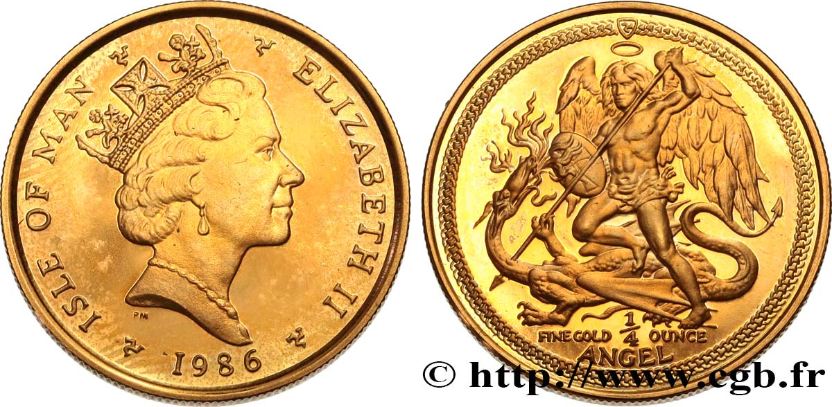 ISOLA DI MAN 1/4 Angel d’or Proof 1986  MS 