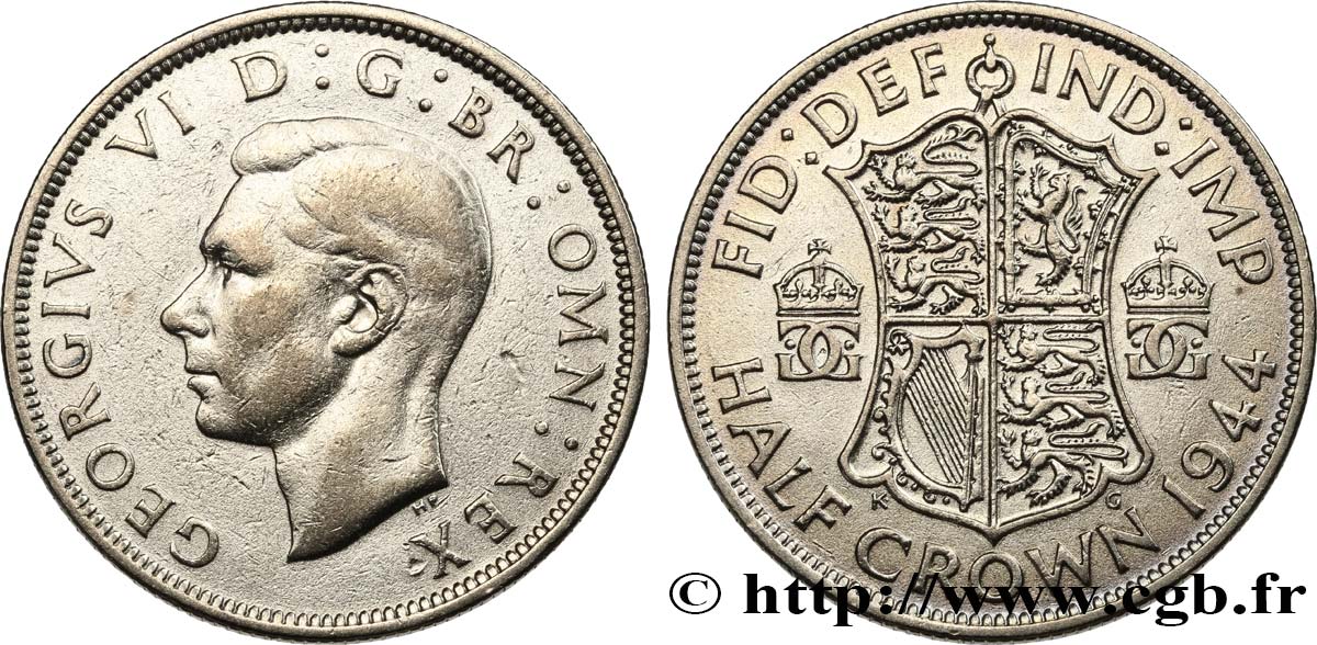 REINO UNIDO 1/2 Crown Georges VI 1944  BC+ 