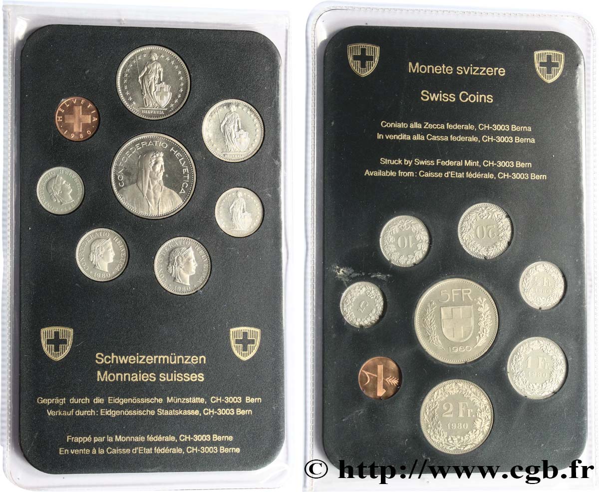 SUIZA Série FDC 8 Monnaies 1980  FDC 
