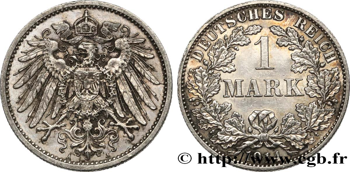 ALEMANIA 1/2 Mark Empire aigle impérial 1914 Berlin EBC 