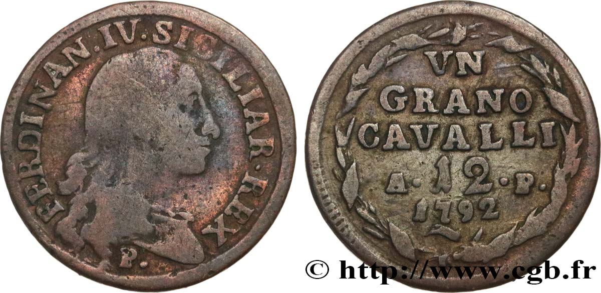 ITALIA - REGNO DI NAPOLI 1 Grano da 12 Cavalli Ferdinand IV 1792  MB 