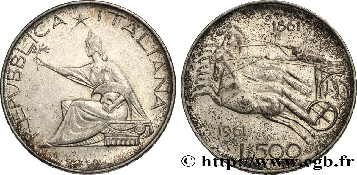 ITALIE 500 Lire Centenaire de l’Unité Italienne 1961 Rome  TTB+ 