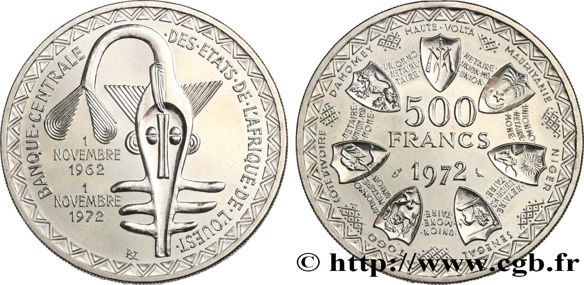 ÉTATS DE L AFRIQUE DE L OUEST (BCEAO) 500 Francs BCEAO 1972 Paris SPL 