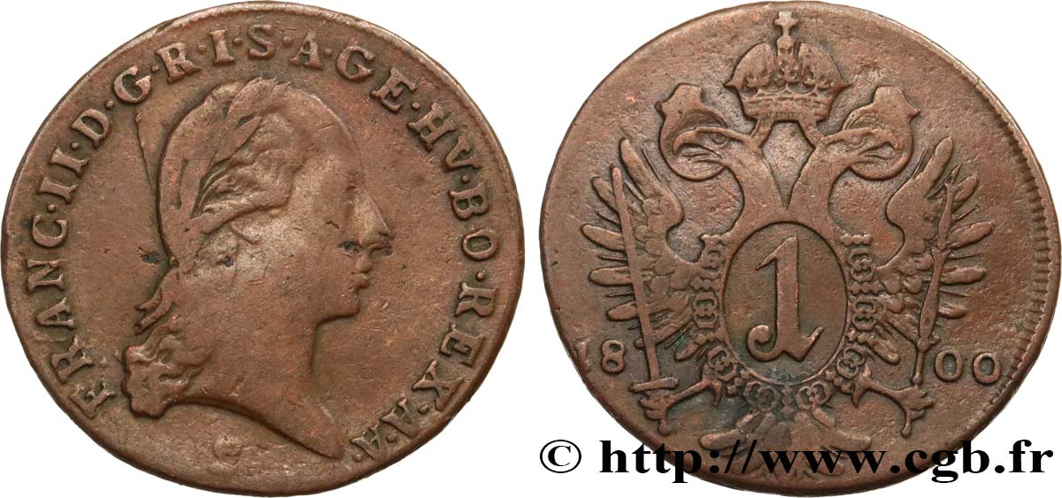 AUSTRIA 1 Kreuzer François II 1800 Schmöllnitz VF 