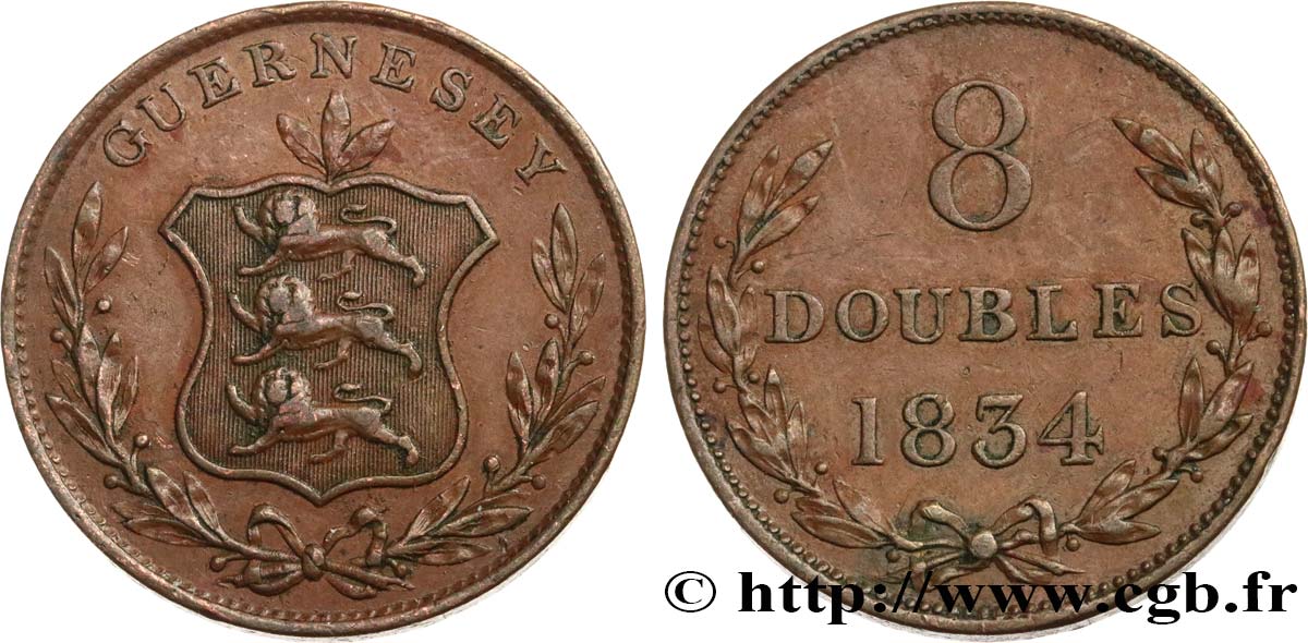 GUERNSEY 8 Doubles 1834  SS 