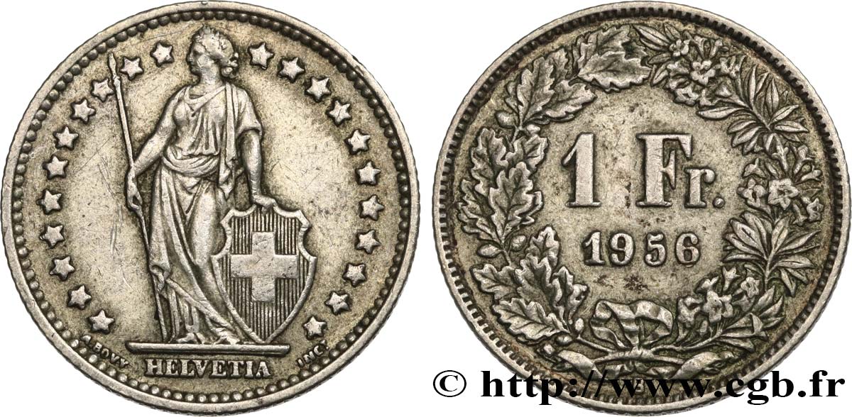 SUISSE 1 Franc Helvetia 1956 Berne TTB 