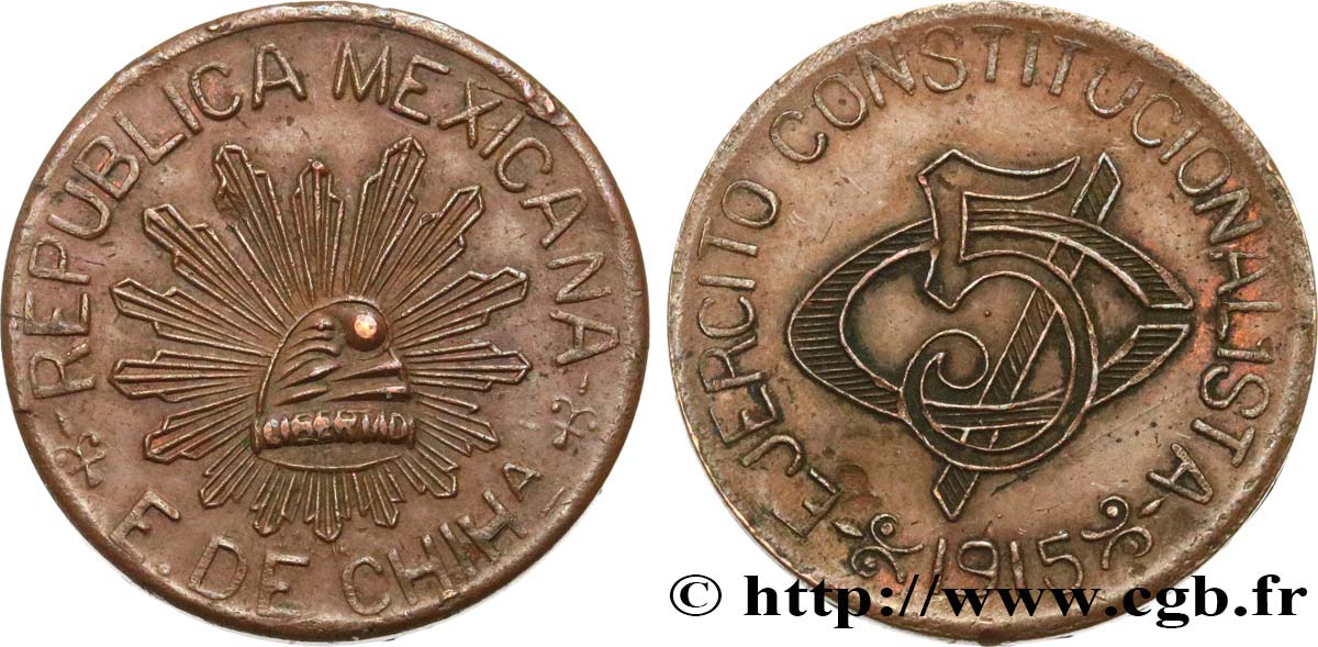 MÉXICO 5 Centavos 1915  MBC+ 