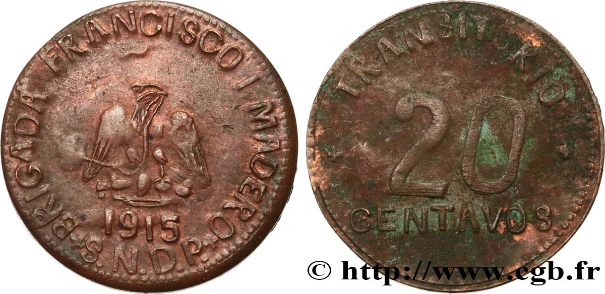 MEXICO 20 Centavos 1915  XF 
