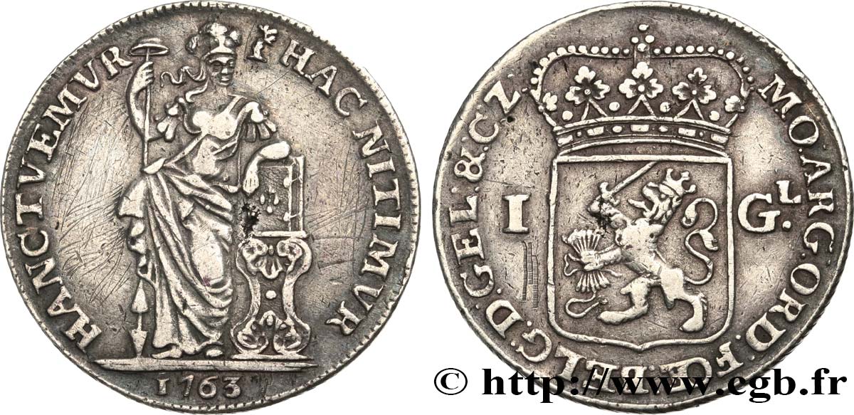 UNITED PROVINCES - GUELDERS 1 Gulden 1763  XF 