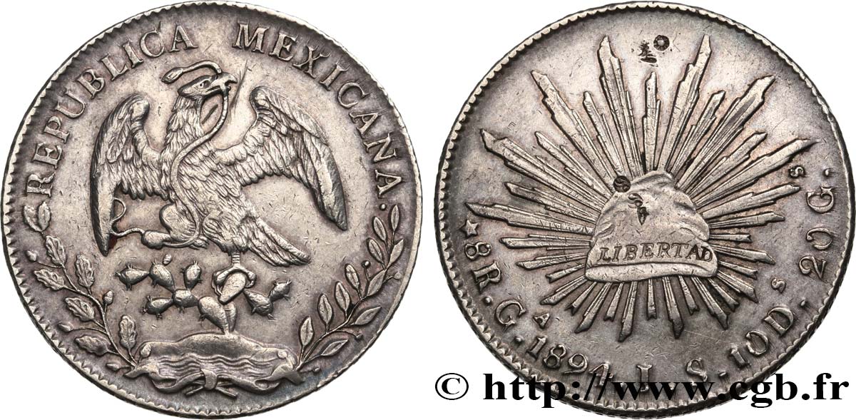 MESSICO 8 Reales 1894 Guadalajara - Ga BB 