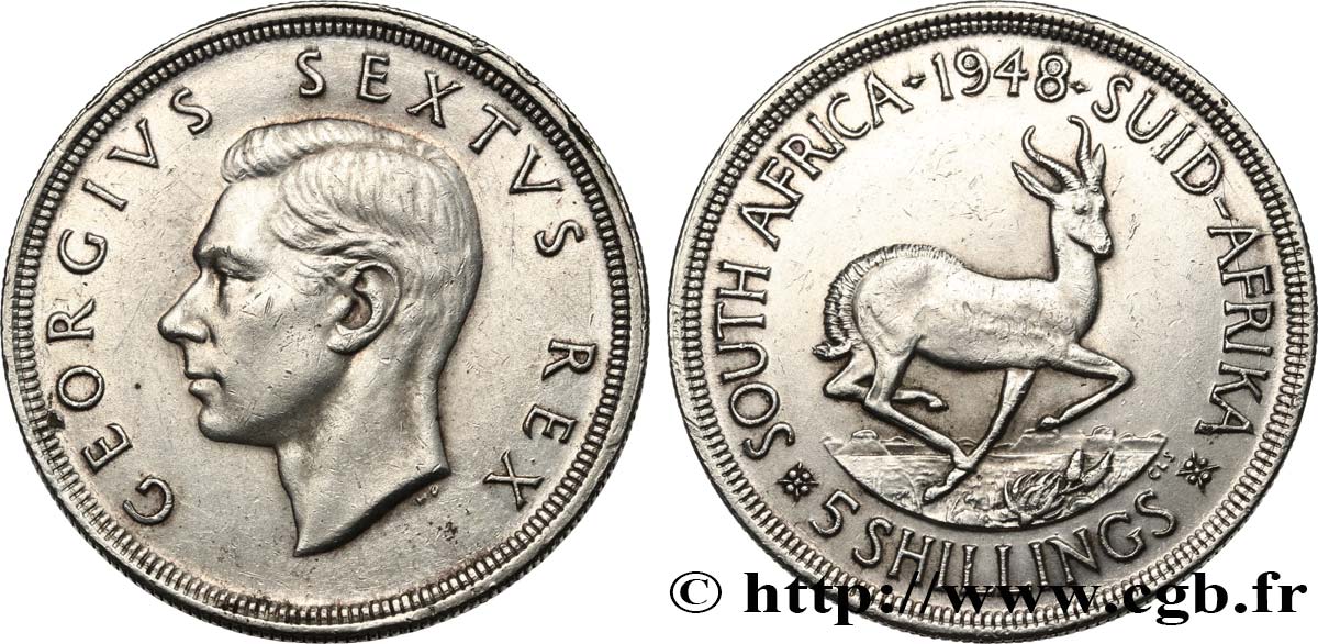 SOUTH AFRICA 5 Shillings Georges VI 1948 Pretoria AU 