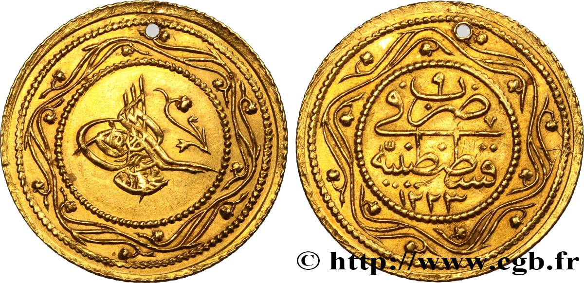 TÜRKEI 2 Rumi altin Mahmud II AH 1223 an 9 1817 Constantinople VZ 
