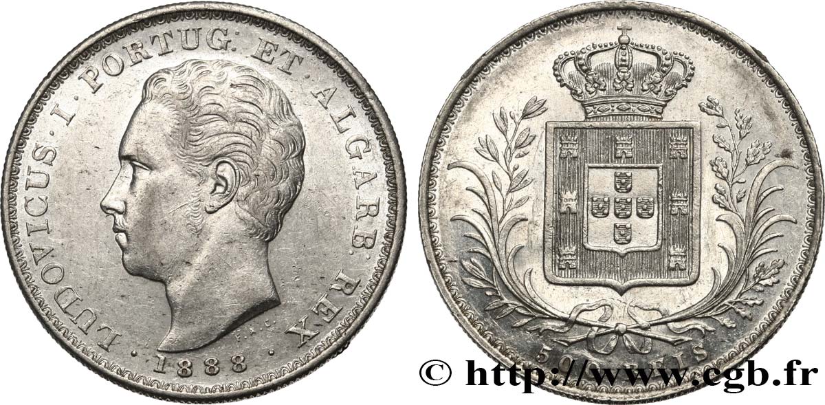 PORTUGAL - KINGDOM OF PORTUGAL - LUIS I 500 Réis 1888  AU/AU 