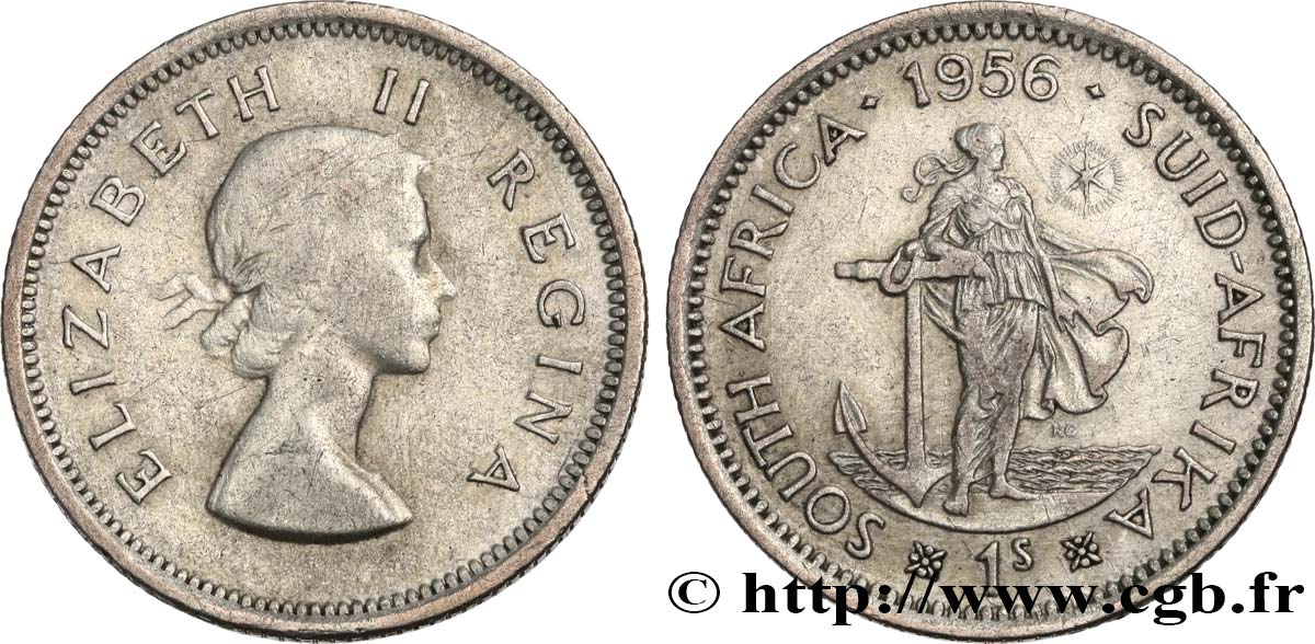 SOUTH AFRICA 1 Shilling Élisabeth II 1956 Pretoria XF 