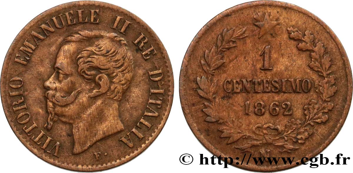 ITALIA 1 Centesimo Victor Emmanuel II 1862 Naples BB 