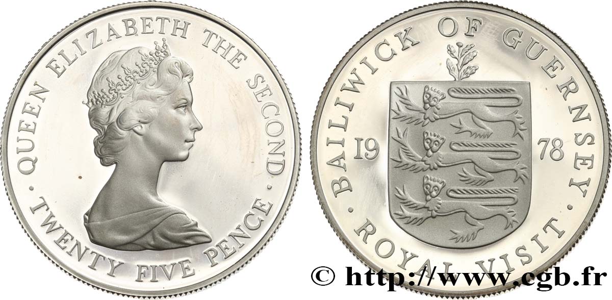 GUERNESEY 25 Pence Visite Royale 1978  SPL 