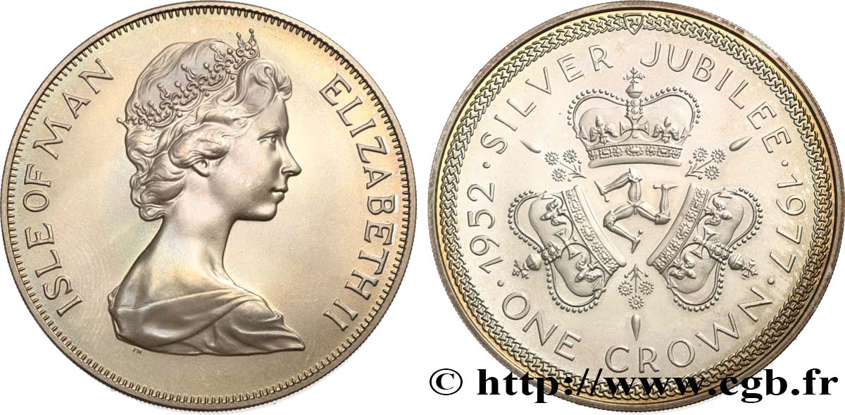 ISOLA DI MAN 1 Crown Elisabeth II, jubilé d’argent 1977  FDC 