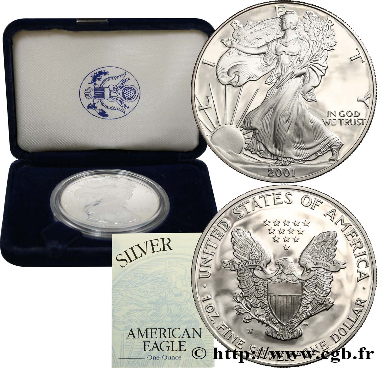 STATI UNITI D AMERICA 1 Dollar Proof type Silver Eagle 2001 West Point - W FDC 