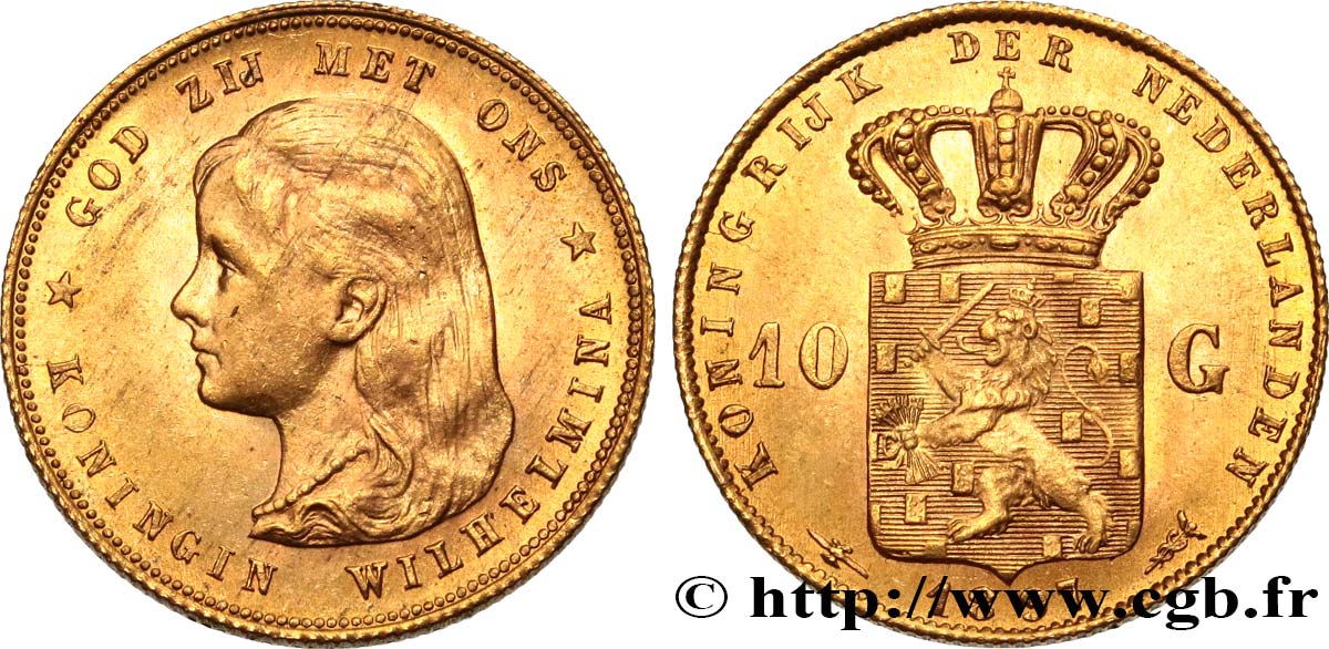 NETHERLANDS 10 Gulden Wilhelmina 1897 Utrecht MS 