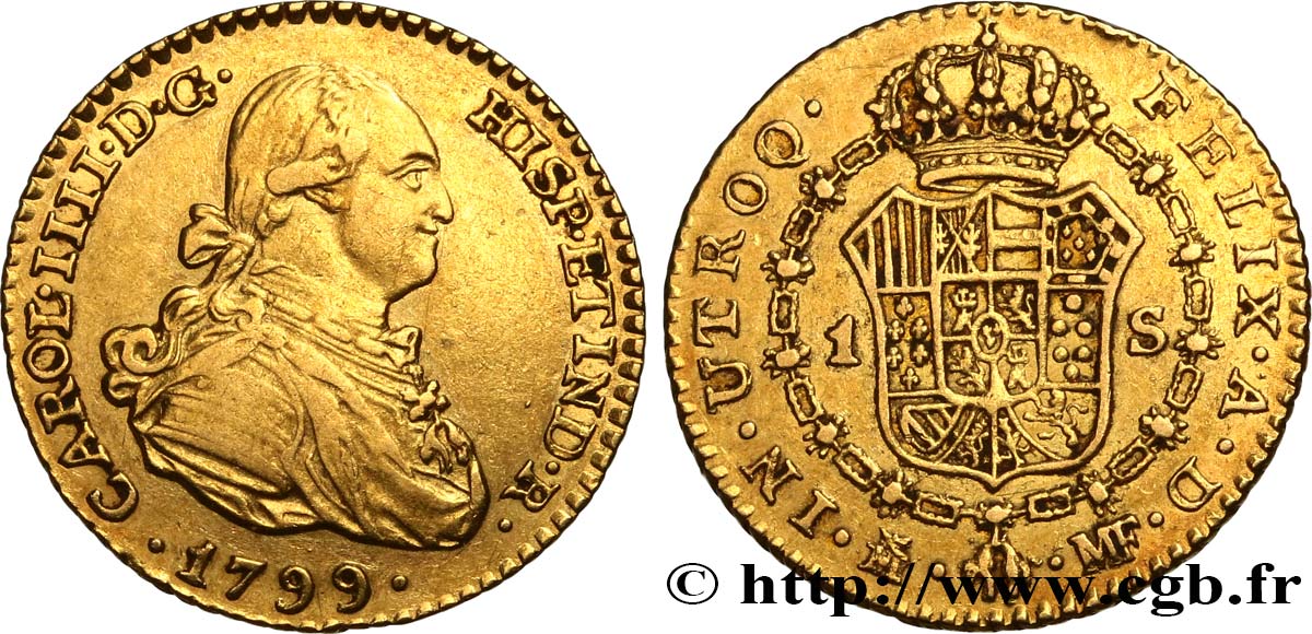 SPAIN 1 Escudo Charles IV 1799 Madrid XF 