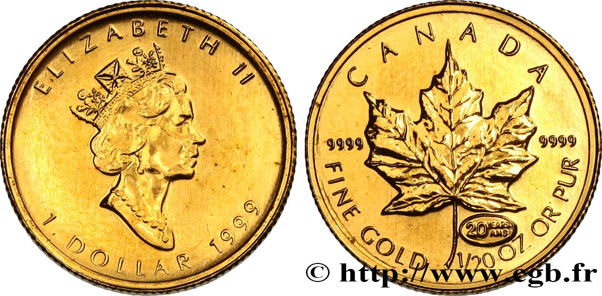 KANADA 1 Dollar or  Maple leaf  1999  fST 
