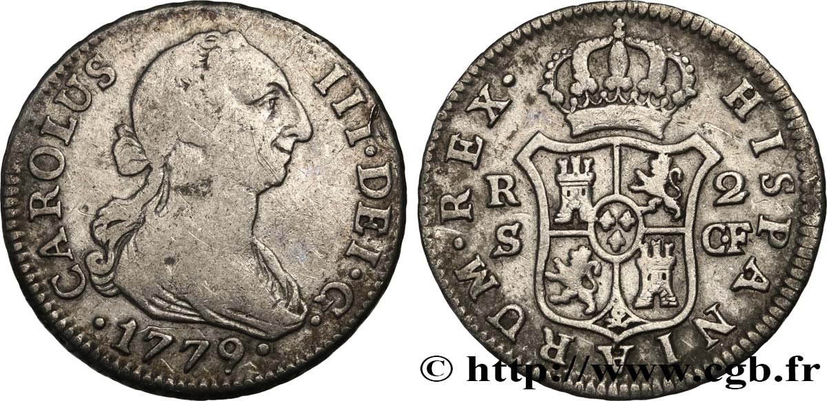 SPAGNA 2 Reales Charles III 1779 Séville q.BB 