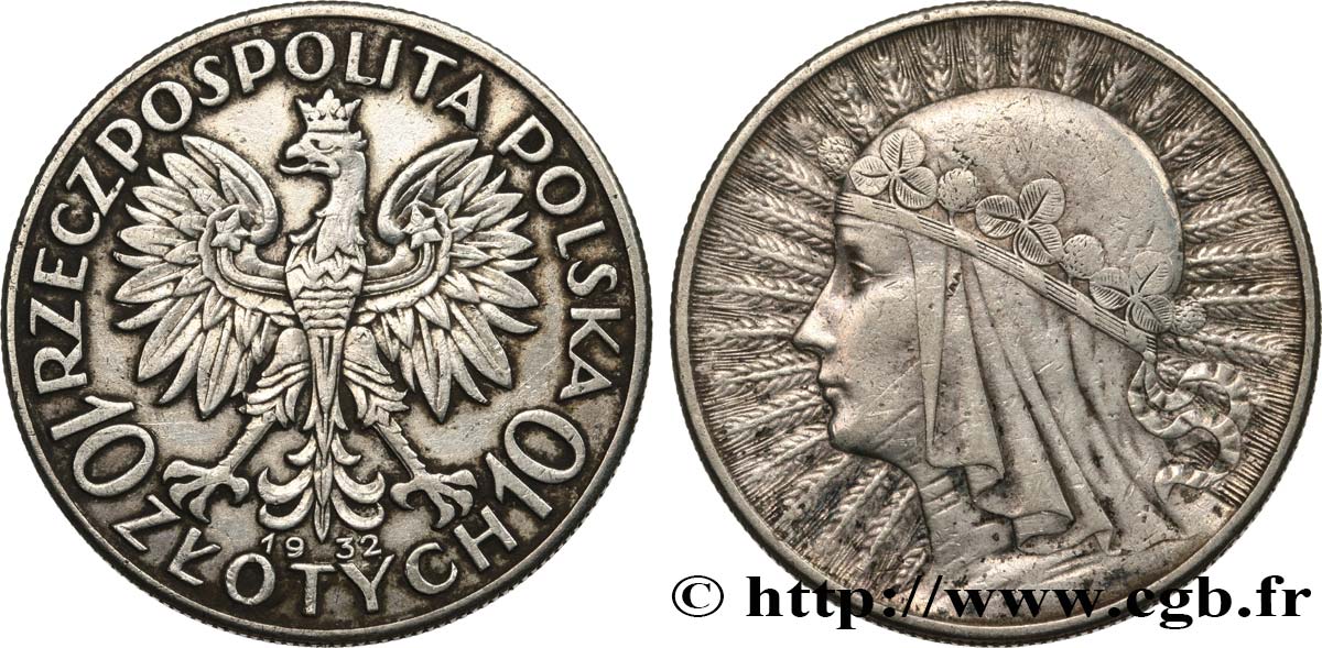 POLEN 10 Zlotych reine Jadwiga 1932 Varsovie SS 