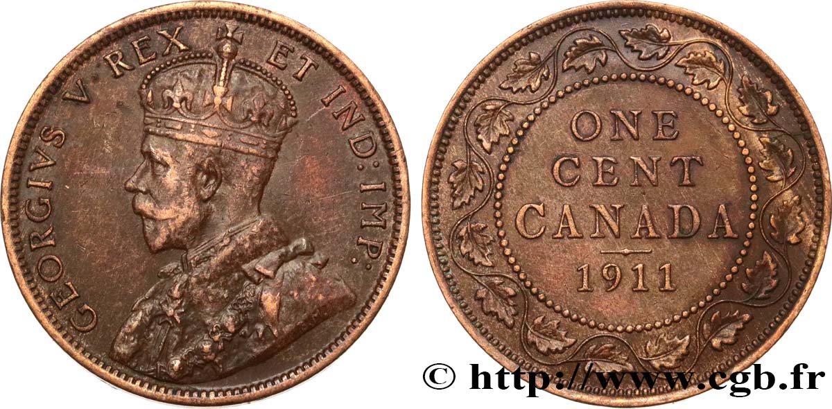 CANADA 1 Cent Georges V 1911  TTB+ 