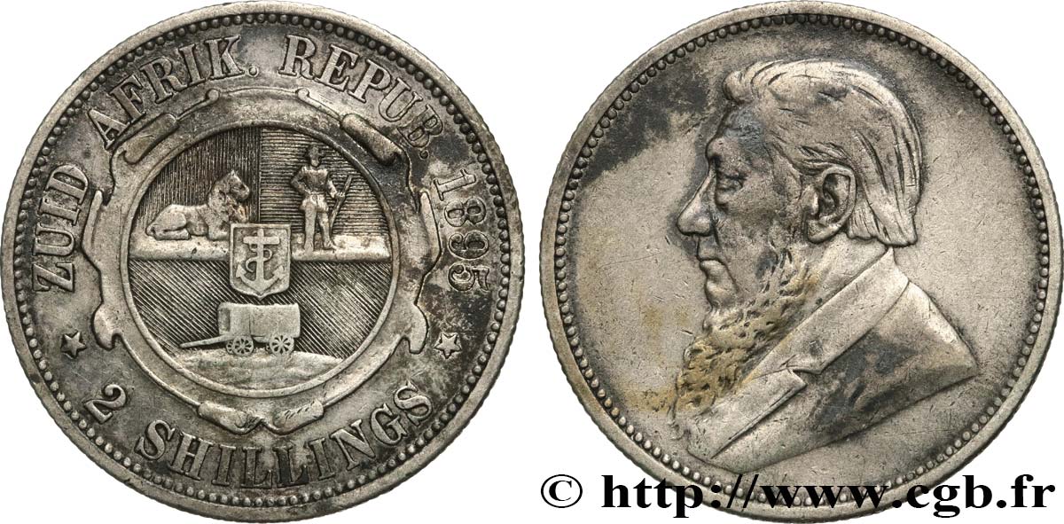 SüDAFRIKA 2 Shillings président Kruger 1895  fSS 