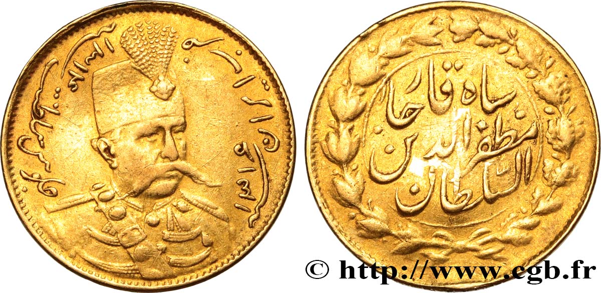 PERSIA - MOZAFFAR ED-DIN SHAH Toman AH 1319 1901  XF/VF 