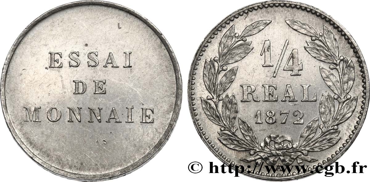 HONDURAS Essai 1/4 de réal du revers adopté en 1869-1870 1872 Paris SPL 