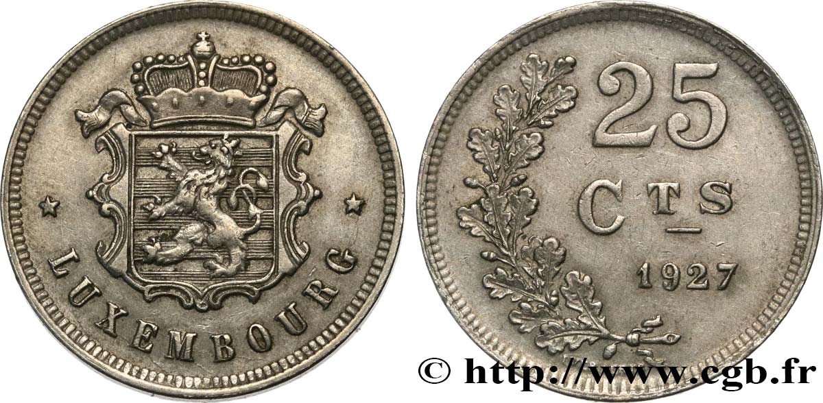 LUXEMBURG 25 Centimes 1927  fVZ 