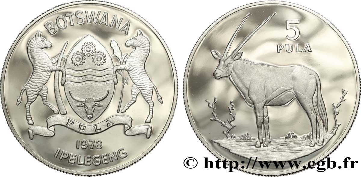 BOTSWANA (REPUBLIC OF) 5 Pula Proof Oryx 1978  MS 