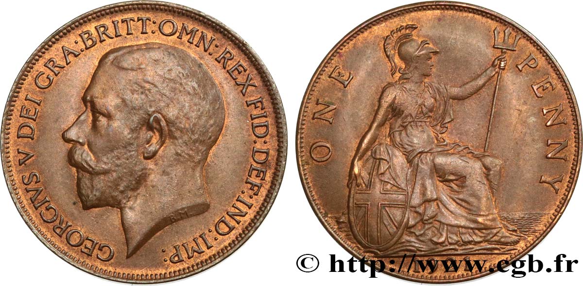 ROYAUME-UNI 1 Penny Georges V 1921  TTB+ 