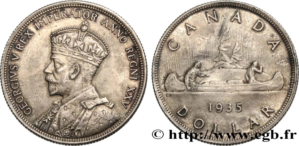 KANADA 1 Dollar Georges V jubilé d’argent 1935  fVZ 