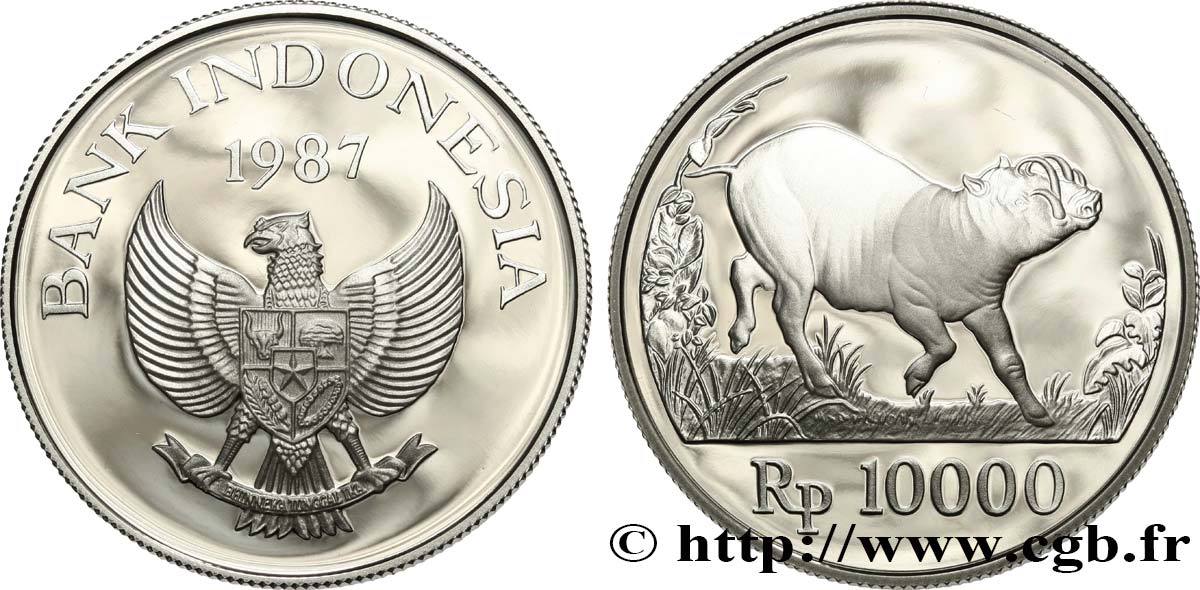 INDONÉSIE 10000 Rupiah Proof Babiroussa 1987  FDC 
