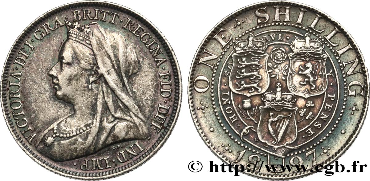 ROYAUME-UNI 1 Shilling Victoria “Old Head” 1897  TTB+ 