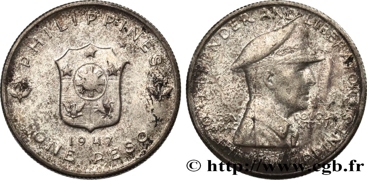 PHILIPPINES 1 Peso 1947 San Francisco AU 