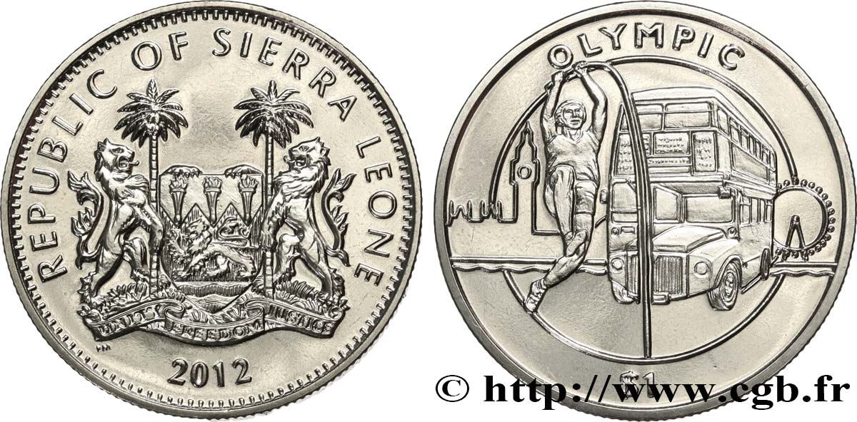 SIERRA LEONE 1 Dollar Proof Jeux Olympiques de Londres : saut  à la perche 2012  FDC 