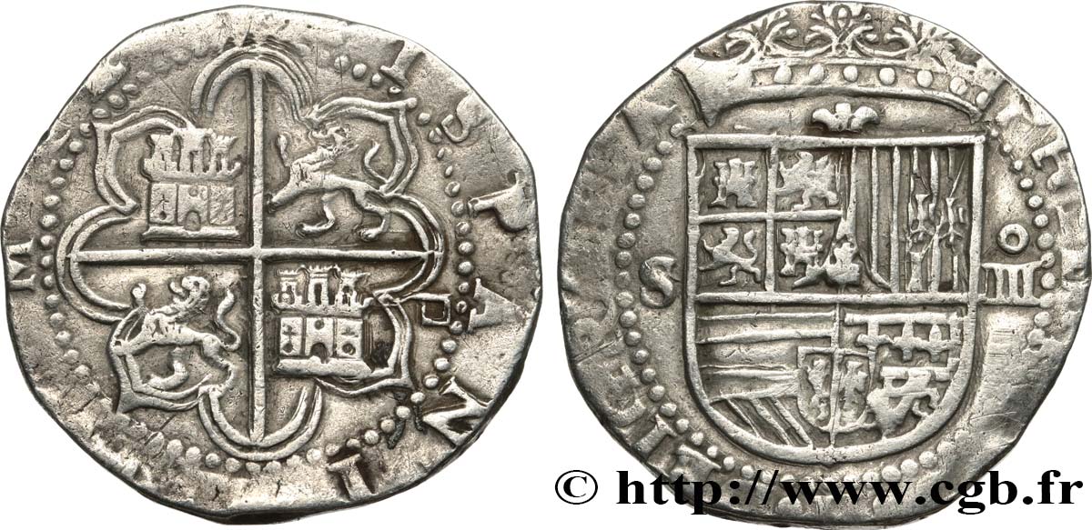SPAIN - PHILIPPE II OF HABSBOURG 4 Reales n.d. Séville SS 