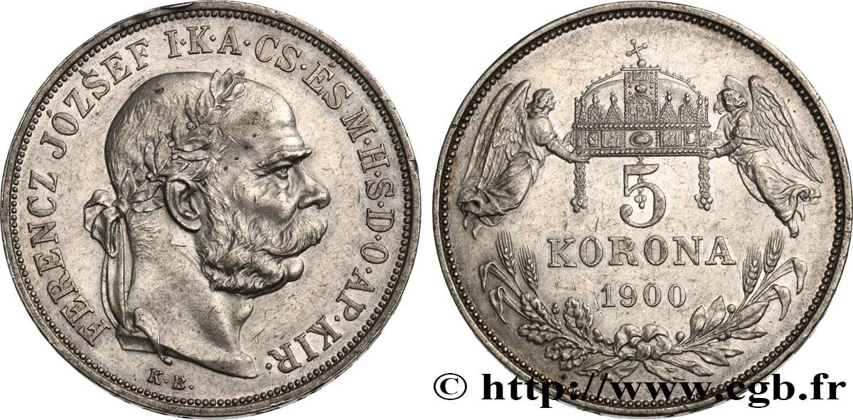 HONGRIE 5 Korona François-Joseph 1900 Kremnitz SUP 