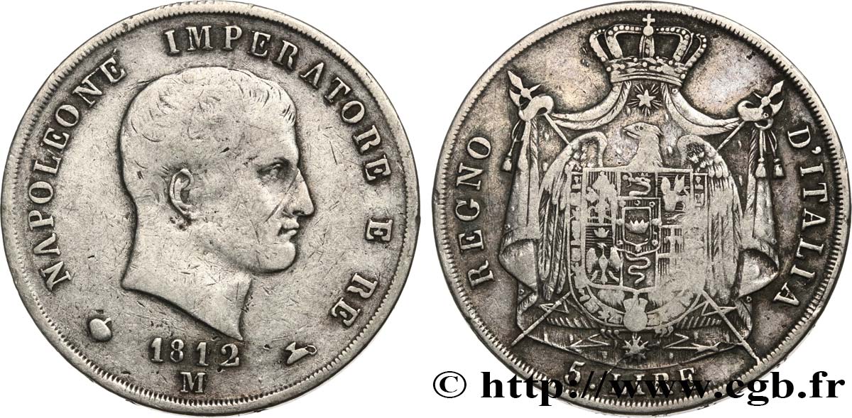 ITALIEN - Königreich Italien - NAPOLÉON I. 5 Lire 1812 Milan fSS 