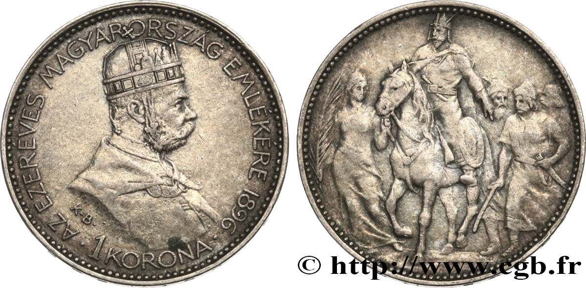 UNGARN 1 Corona François-Joseph - commémoration du millénium 1896  SS 