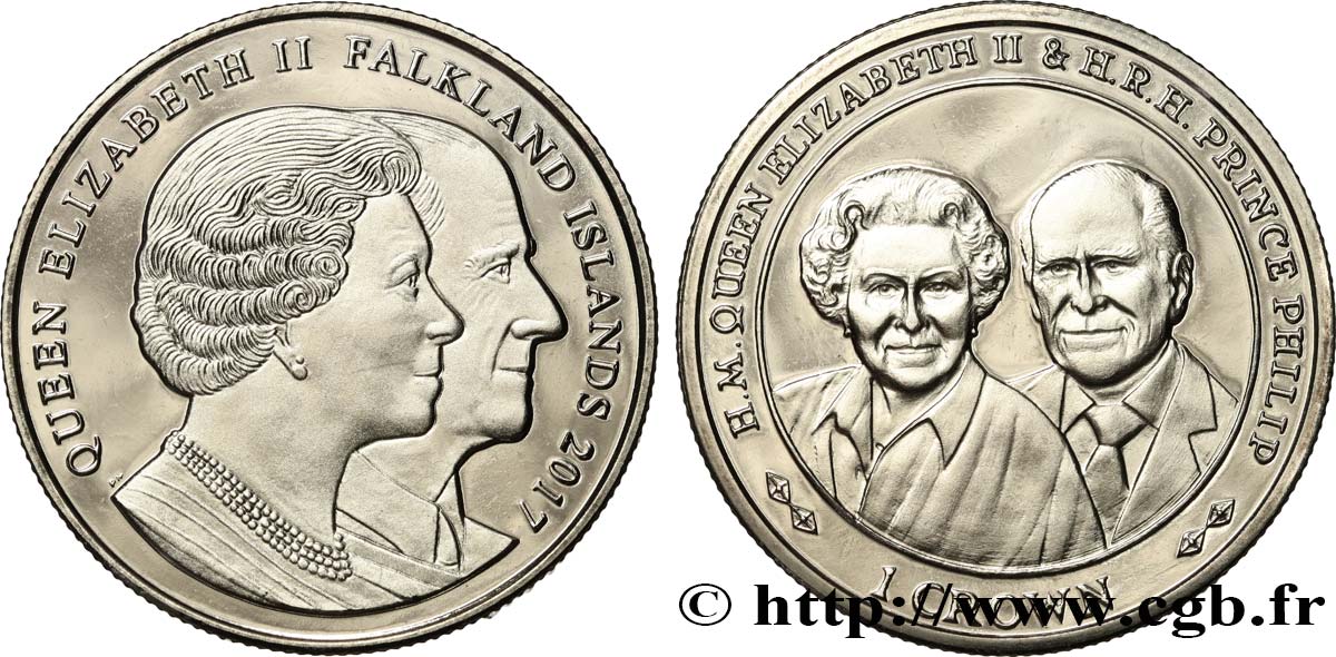 FALKLAND 1 Crown Proof 70e anniversaire de mariage de la reine Élisabeth II et du Prince Philippe 2017  MS 