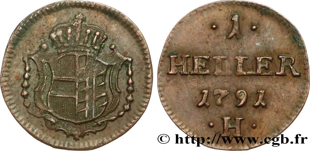 GERMANIA - BURGAU 1 Heller 1791 Günzburg BB 