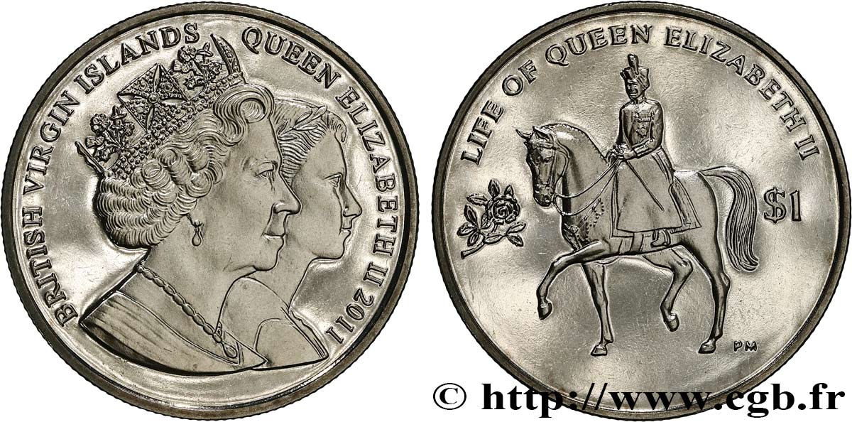 ISLAS VíRGENES BRITáNICAS 1 Dollar Proof reine Élisabeth II 2011 Pobjoy Mint FDC 