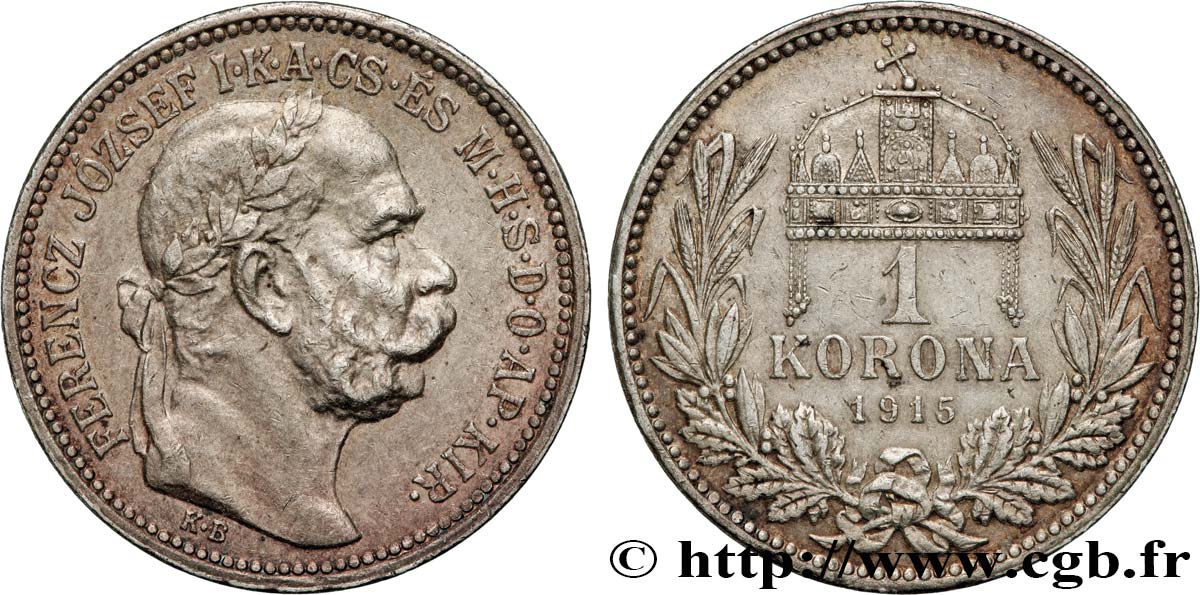 HUNGARY 1 Korona François-Joseph 1915  AU 